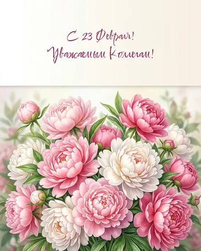 открытка с 23 февраля! уважаемым коллегам! — peonies 03